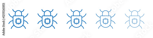 Computer bug icon Symbol collection thin outline set