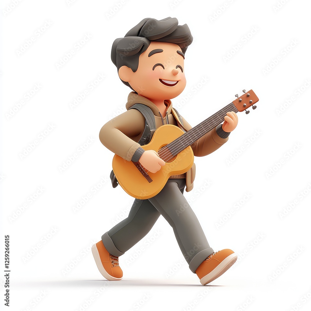 Joyful 3D Character Playing Guitar: A Whimsical Musical Journey Joyful 3D Character Playing Guitar: A Whimsical Musical Journey