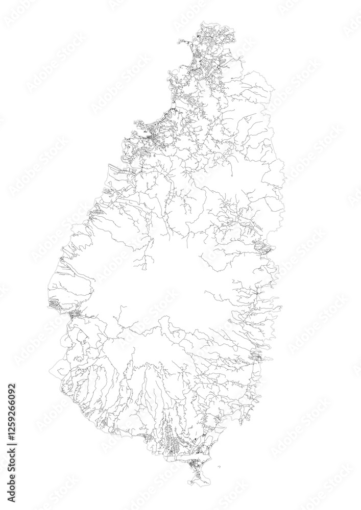 Fototapeta premium highway map in Saint Lucia country with black and white color