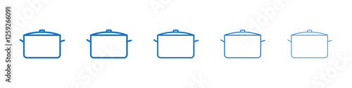 Cooking pot icon Symbol collection thin outline set