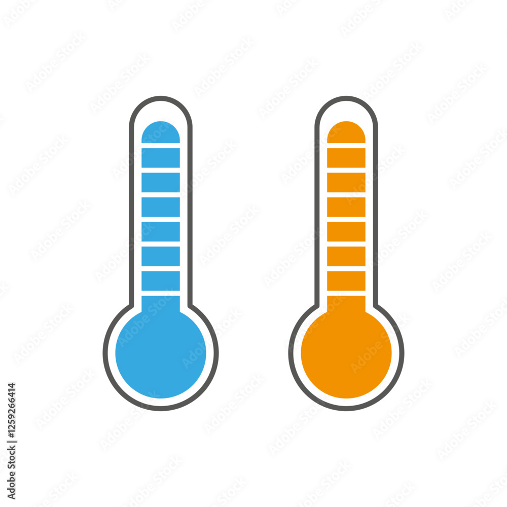 Thermometer icon. Temperature vector symbol. Hot and cold indicator. Climate measurement tool. Thermometer icon. Temperature vector symbol. Hot and cold indicator. Climate measurement tool.