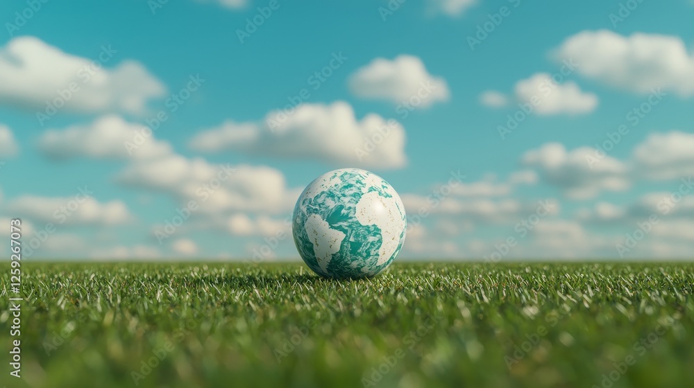 Global unity in nature earth globe on lush grass outdoor scene aerial view environmental awareness Global unity in nature earth globe on lush grass outdoor scene aerial view environmental awareness