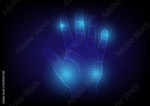 Abstract background with digital handprint identified