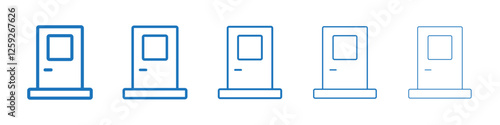 Door icon Symbol collection thin outline set