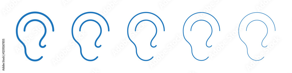 Ear icon Symbol collection thin outline set Ear icon Symbol collection thin outline set