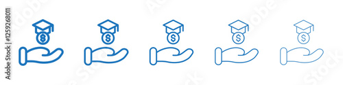 Education cost icon Symbol collection thin outline set