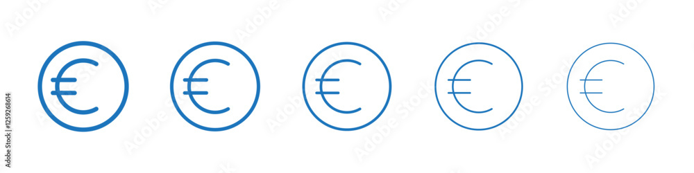 Euro icon Symbol collection thin outline set Euro icon Symbol collection thin outline set