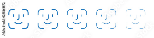 Face id icon Symbol collection thin outline set