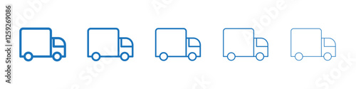 Fast shipping delivery truck icon Symbol collection thin outline set