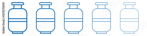 Gas cylinders icon Symbol collection thin outline set