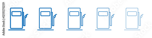 Gas station Icon Symbol collection thin outline set