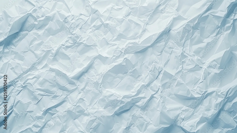 Obraz premium Crumpled white paper texture showcasing intricate folds and shadows for creative backgrounds