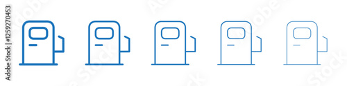 Gas station icon Symbol collection thin outline set