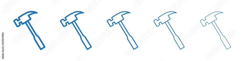 Hammer icon Symbol collection thin outline set Hammer icon Symbol collection thin outline set