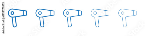 Hair dryer icon Symbol collection thin outline set