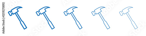 Hammer icon Symbol collection thin outline set