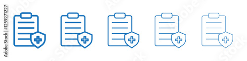 Health insurance icon Symbol collection thin outline set