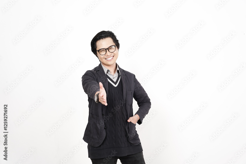 Smiling and Offering handshake Of Handsome Asian Man Isolated On White Background Smiling and Offering handshake Of Handsome Asian Man Isolated On White Background