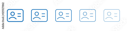 Identity card icon Symbol collection thin outline set