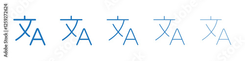 Language icon Symbol collection thin outline set