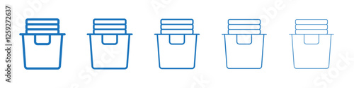 Laundry basket icon Symbol collection thin outline set