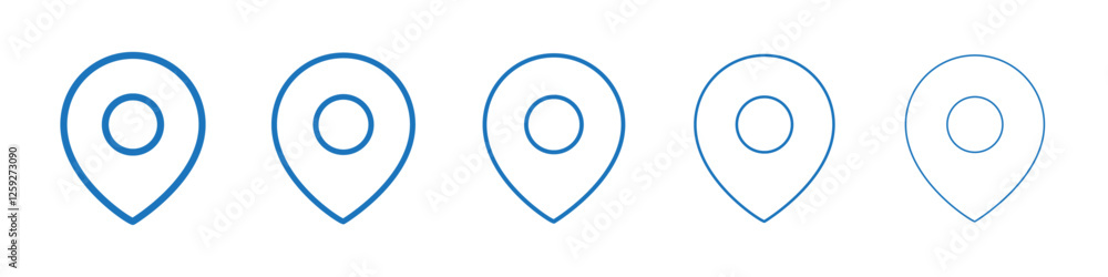 Location icon Symbol collection thin outline set Location icon Symbol collection thin outline set