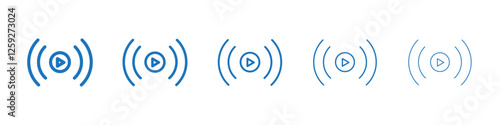 Live streaming icon Symbol collection thin outline set