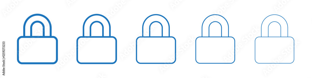 Lock icon Symbol collection thin outline set Lock icon Symbol collection thin outline set
