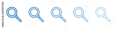 Loupe icon Symbol collection thin outline set