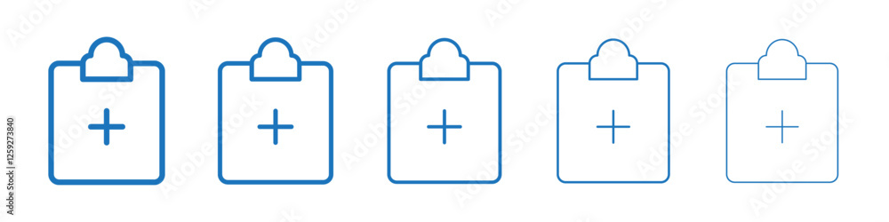 Medical report icon Symbol collection thin outline set Medical report icon Symbol collection thin outline set