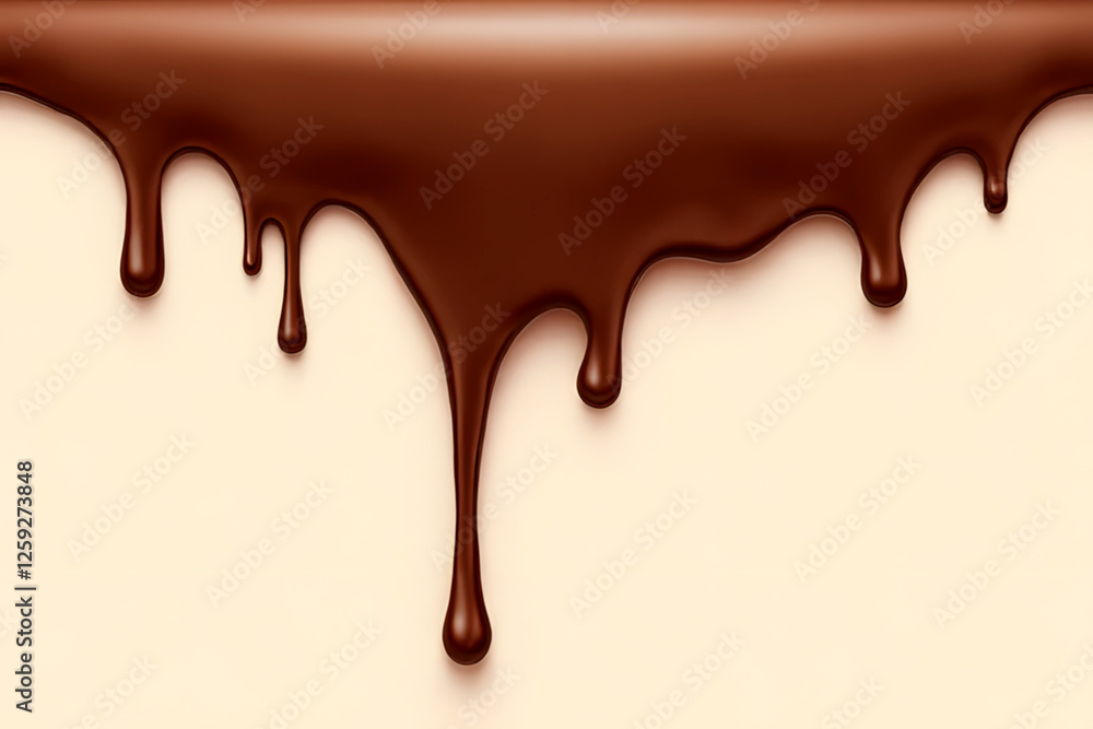 Melted Chocolate Dripping on Creamy Background Melted Chocolate Dripping on Creamy Background