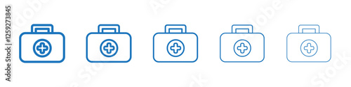 Medical kit icon Symbol collection thin outline set