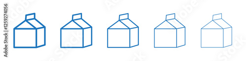 Milk carton icon Symbol collection thin outline set