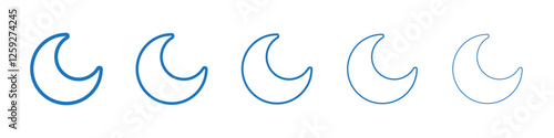 Moon icon Symbol collection thin outline set