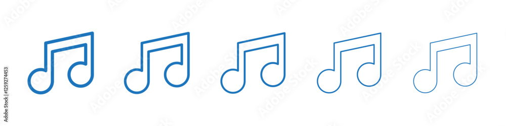 Music icon Symbol collection thin outline set