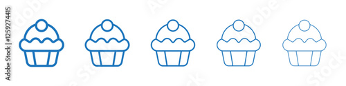Muffin icon Symbol collection thin outline set