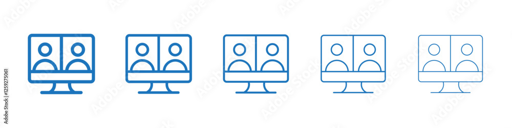 Online meeting icon Symbol collection thin outline set Online meeting icon Symbol collection thin outline set
