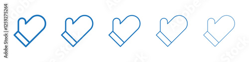 Oven mitt icon Symbol collection thin outline set