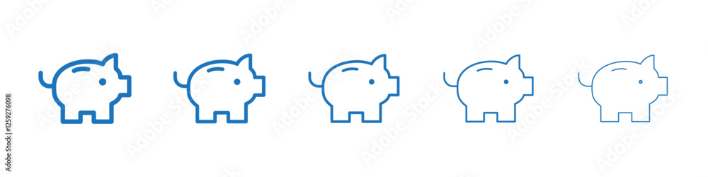 Piggy bank icon Symbol collection thin outline set Piggy bank icon Symbol collection thin outline set