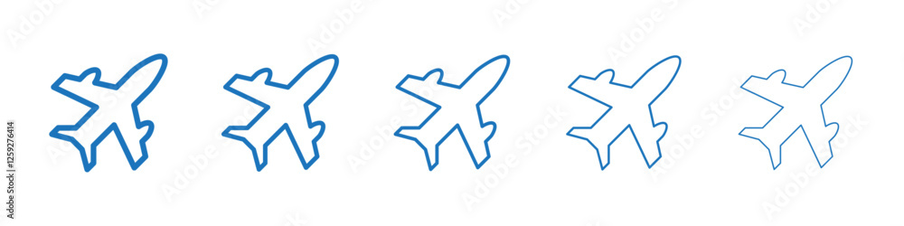 Plane icon Symbol collection thin outline set Plane icon Symbol collection thin outline set