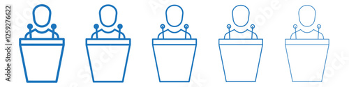 Politician speaker icon Symbol collection thin outline set