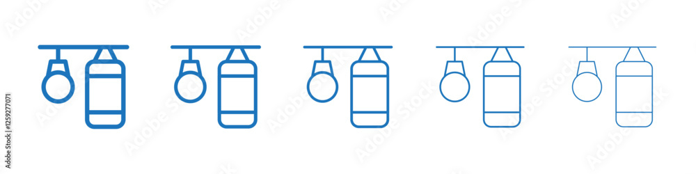 Punching bag icon Symbol collection thin outline set Punching bag icon Symbol collection thin outline set