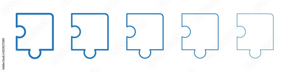 Puzzle piece icon Symbol collection thin outline set Puzzle piece icon Symbol collection thin outline set