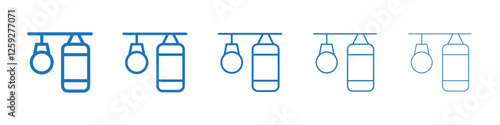 Punching bag icon Symbol collection thin outline set