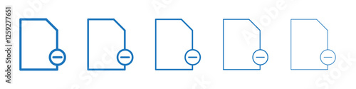 Remove file icon Symbol collection thin outline set