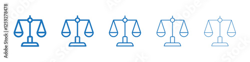 Scales of justice icon Symbol collection thin outline set
