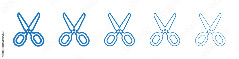 Scissors icon Symbol collection thin outline set Scissors icon Symbol collection thin outline set