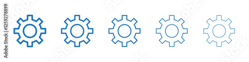 Settings gear icon Symbol collection thin outline set