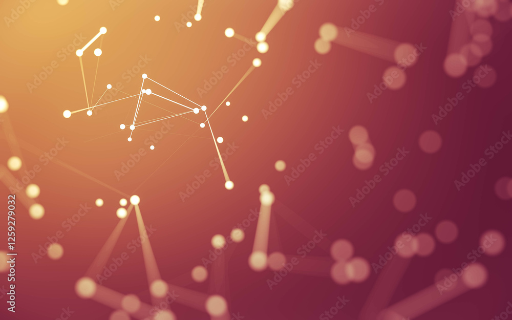 Fototapeta premium Abstract background. Molecules technology with polygonal shapes, connecting dots and lines. Connection structure. Big data visualization.