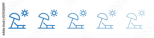Sun bed icon Symbol collection thin outline set
